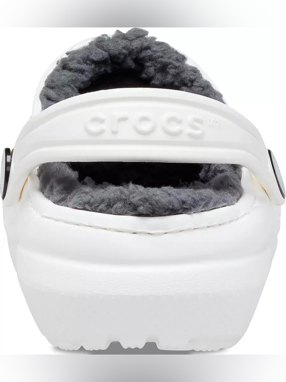 CROCS Kids Classic Lined Clog in White with Dark Gray Lining - Picture 3 of 7